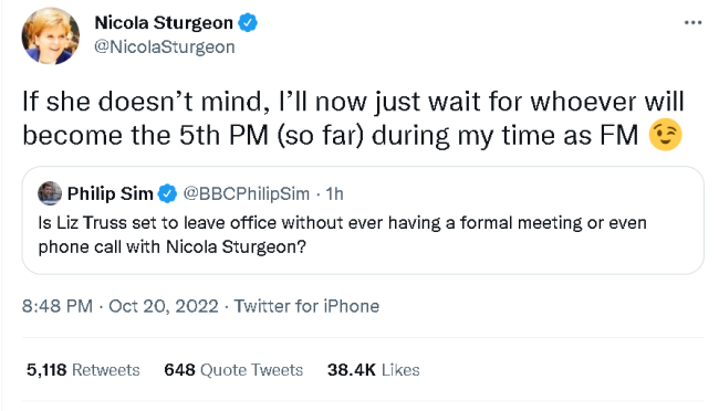 特拉斯辞职后，一个细节令苏格兰不爽