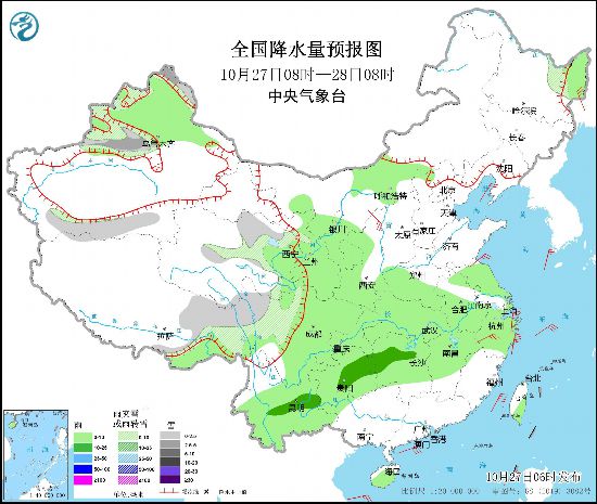 西南地区等地有阴雨天气新疆北疆将有雨雪和大风降温