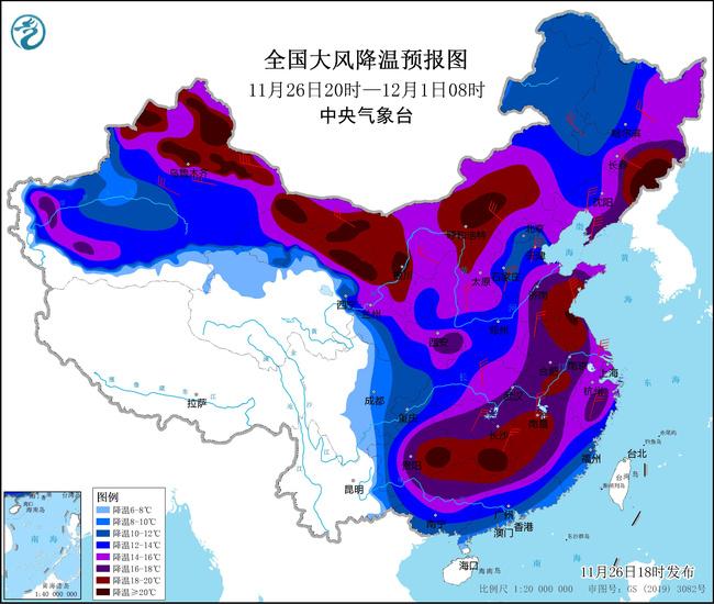 寒潮预警升级为黄色！自西向东影响我国局地降温超20℃