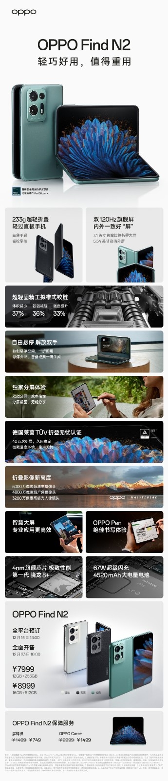 一图读懂OPPO Find N2系列，均已正式开启预约